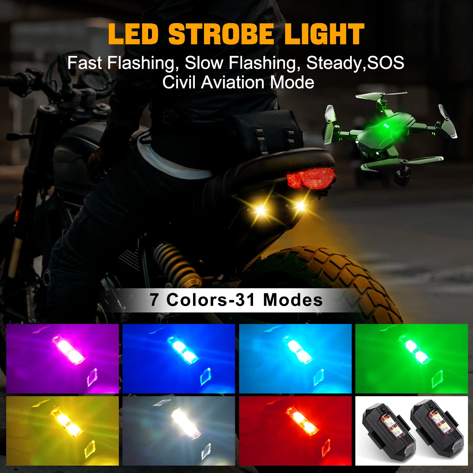 오토바이 라이트 드론 스트로브 라이트 USB LED 충 - Drone Strobe Light 리뷰 및 가격